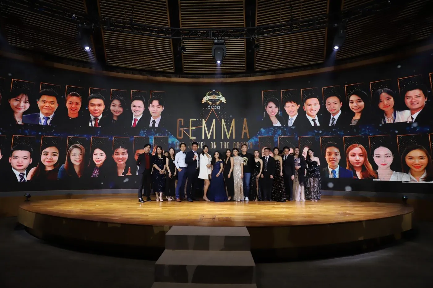 A gala awards stage with a large LED wall